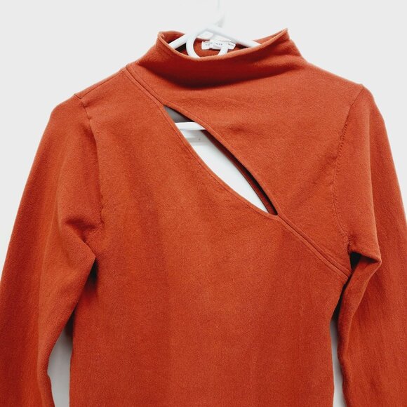 Good American Womens Rust Red Asymmetrical Cutout Long Sleeve Bodysuit Size 3 - Picture 3 of 12